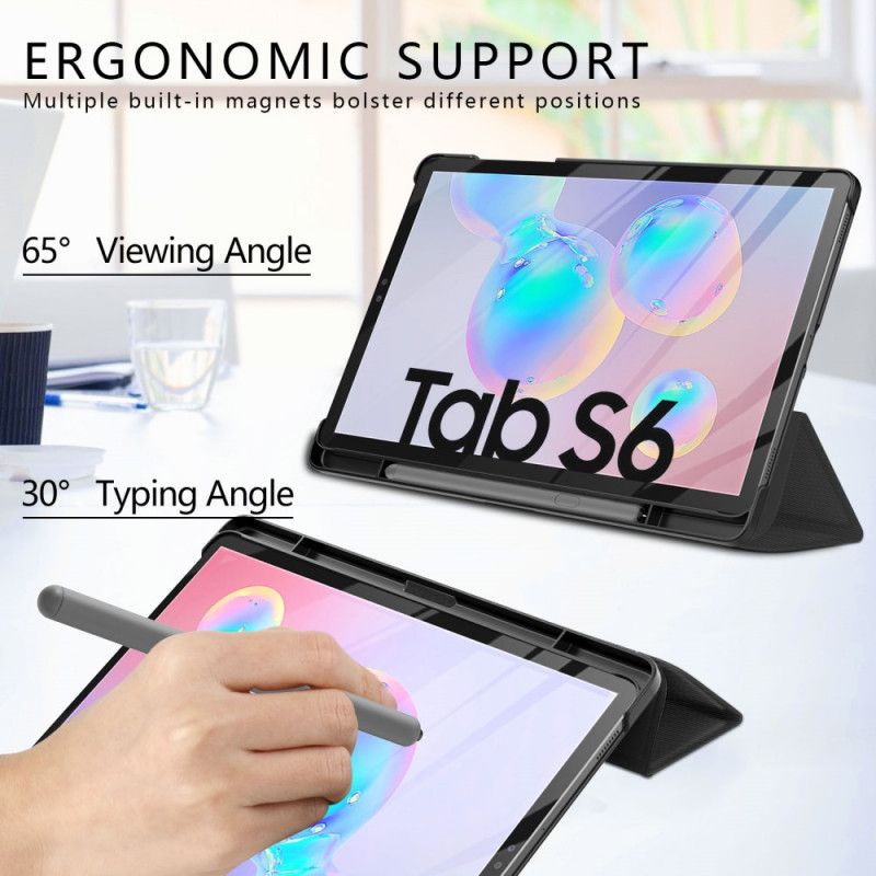 Smart Case Samsung Galaxy Tab S6 Czerwony Szary Tri Składany Uchwyt Na Długopis