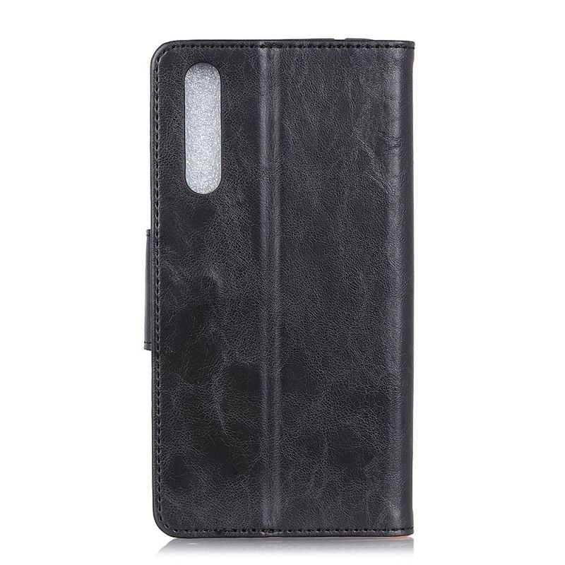 Etui Folio Sony Xperia 10 II Czarny Dwustronne Zapięcie Z Dwoiny Skóry