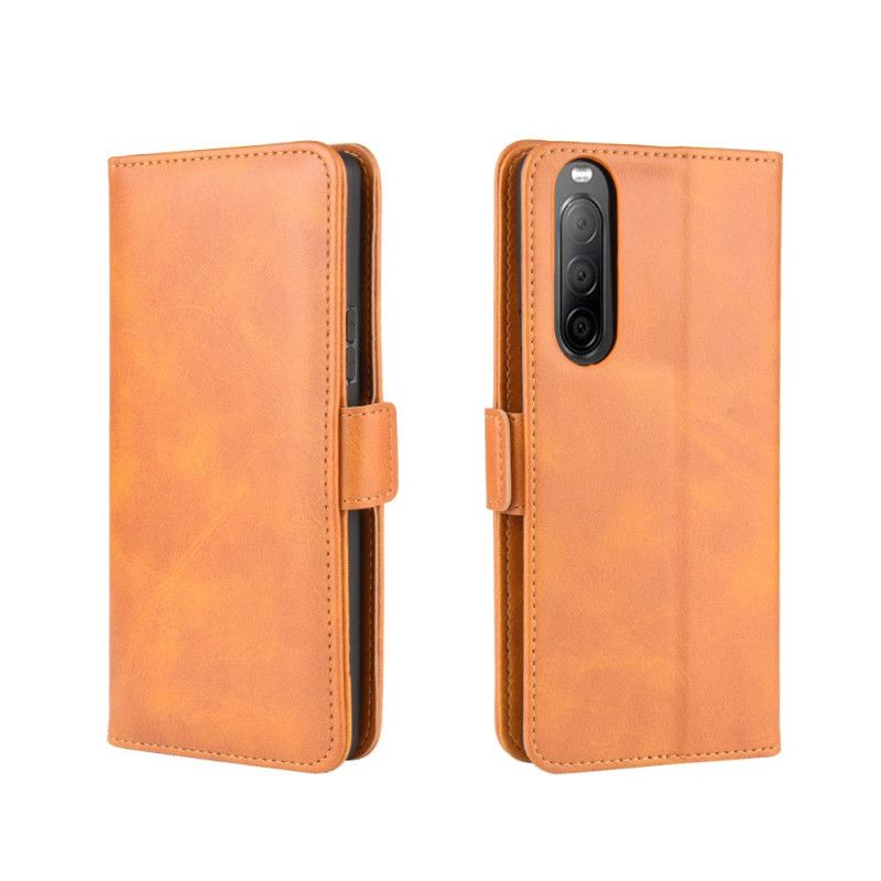 Etui Folio Sony Xperia 10 II Czerwony Czarny Podwójna Klapa Etui Ochronne