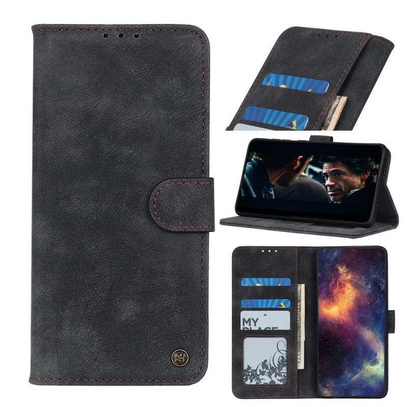 Etui Folio Sony Xperia 10 II Granatowy Czarny Styl Vintage Ze Skóry Etui Ochronne