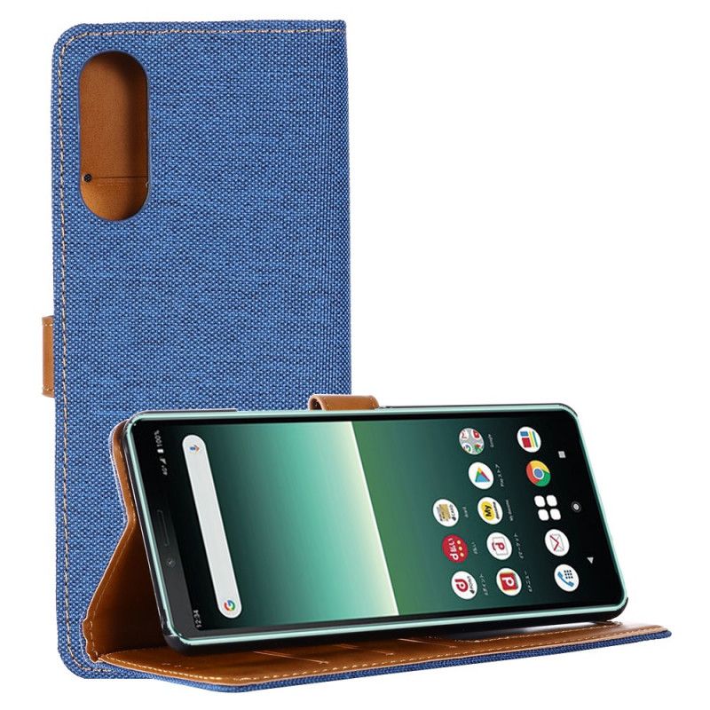 Etui Folio Sony Xperia 10 II Granatowy Czarny Tkanina Oxford