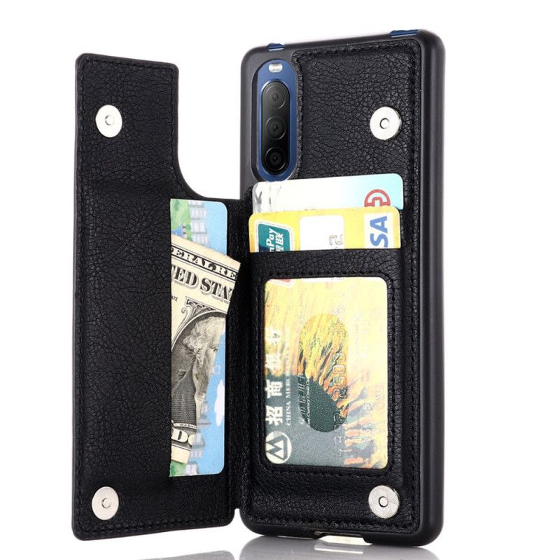 Etui Sony Xperia 10 II Czerwony Czarny Wspornik Posiadacza Karty