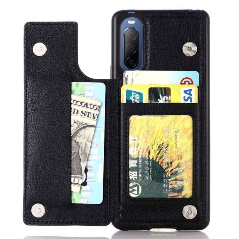 Etui Sony Xperia 10 II Czerwony Czarny Wspornik Posiadacza Karty