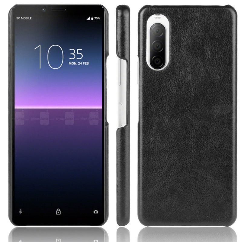 Etui Sony Xperia 10 II Szary Czarny Efekt Skóry Liczi Etui Ochronne