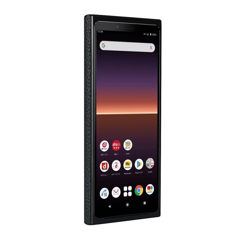 Etui Sony Xperia 10 II Szary Czarny Prawdziwa Skóra Liczi Z Paskiem Etui Ochronne