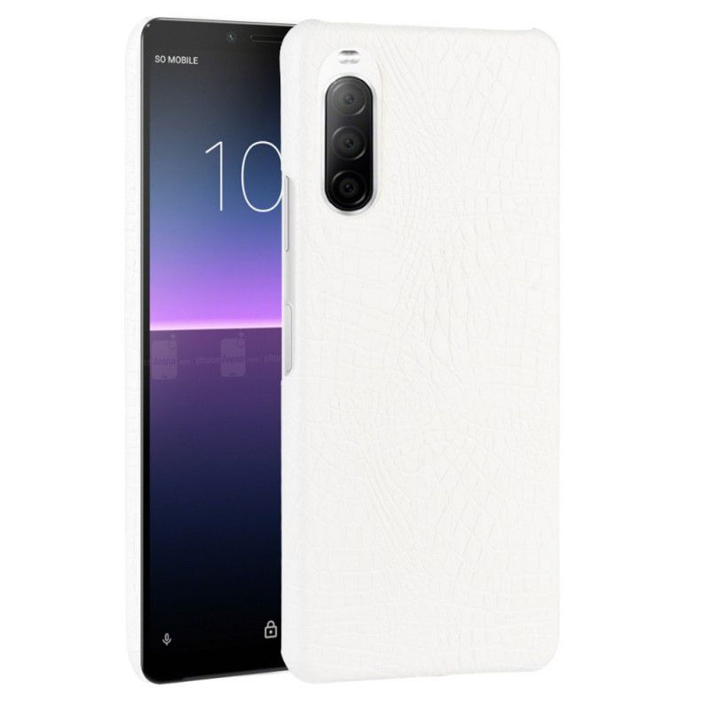 Futerały Sony Xperia 10 II Biały Czarny Efekt Skóry Krokodyla