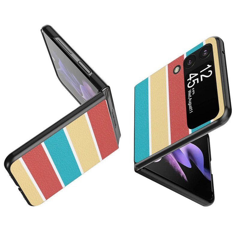 Futerały do Samsung Galaxy Z Flip 4 Etui Folio Linie Ze Sztucznej Skóry