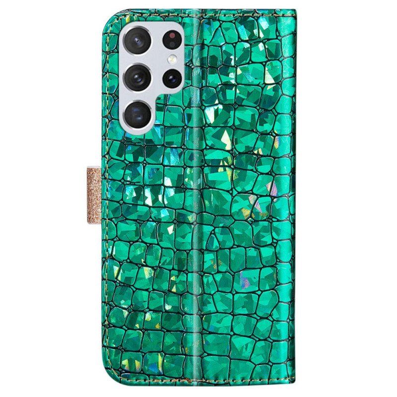 Obudowa Etui Na Telefon do Samsung Galaxy S22 Ultra 5G Krokodyle Diamenty