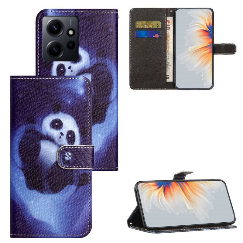 Obudowa Etui Na Telefon do Xiaomi Redmi Note 12 4G z Łańcuch Kosmiczna Panda Ze Smyczą