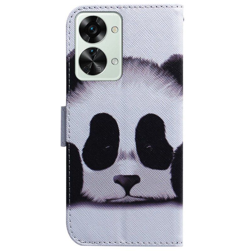 Skórzany Futerał do OnePlus Nord 2T 5G z Łańcuch Paskowata Panda