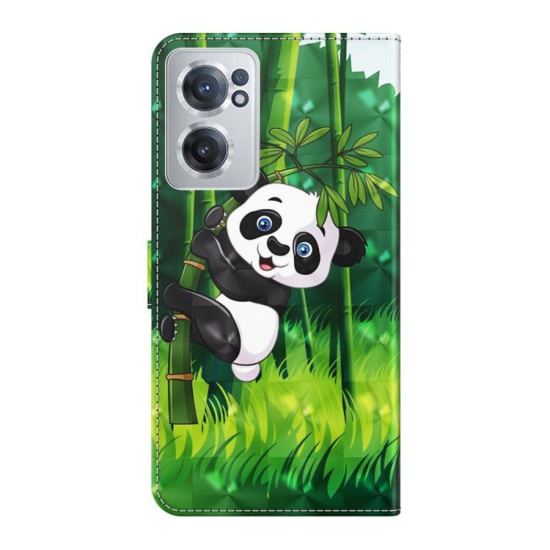 Skórzany Futerał do OnePlus Nord CE 2 5G Komiks Panda