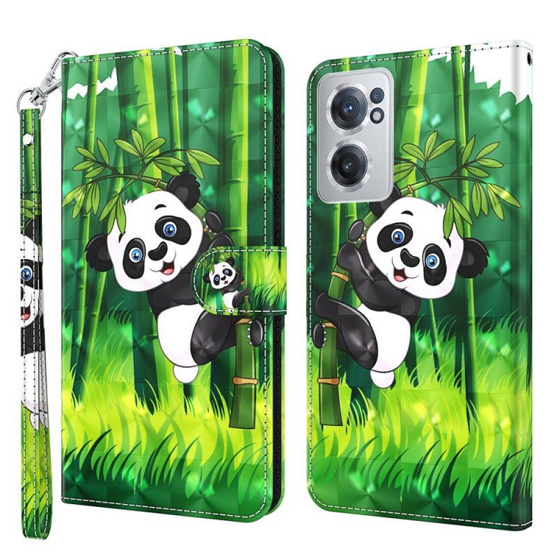 Skórzany Futerał do OnePlus Nord CE 2 5G Komiks Panda