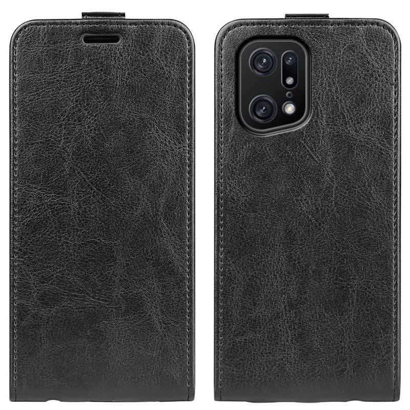 Skórzany Futerał do Oppo Find X5 Pro Etui Folio Pionowa Klapa