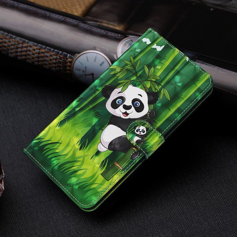 Skórzany Futerał do Poco X4 Pro 5G z Łańcuch Paskowata Panda