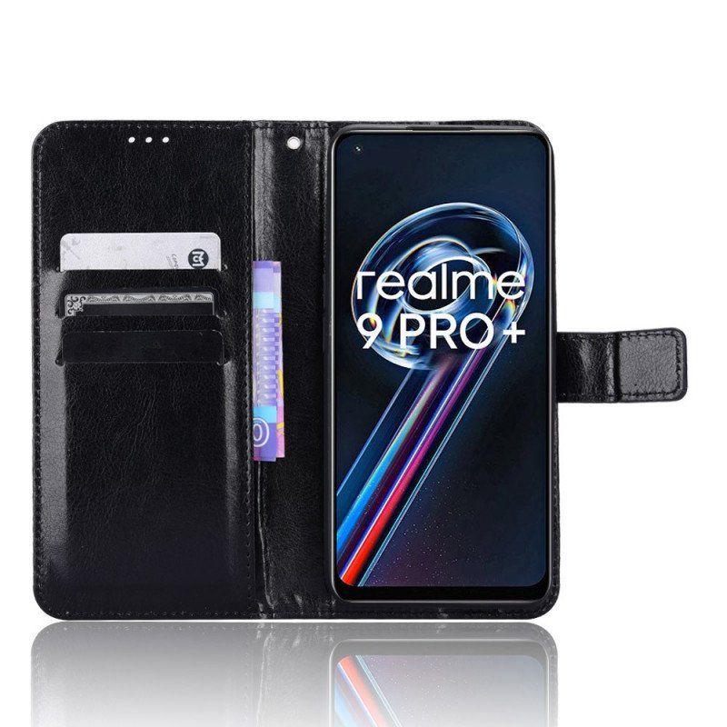 Skórzany Futerał do Realme 9 5G Błyszcząca Sztuczna Skóra