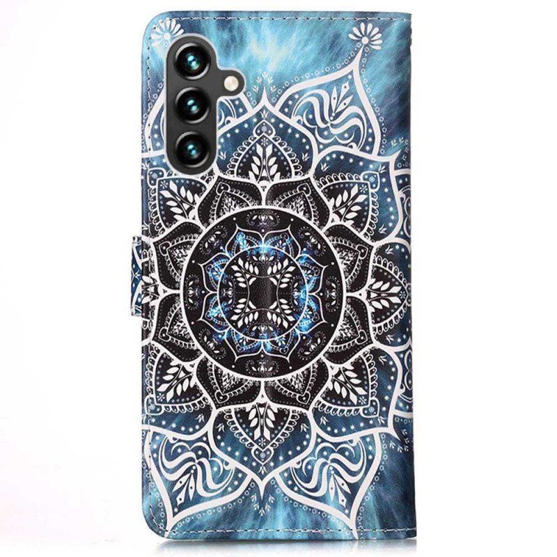 Skórzany Futerał do Samsung Galaxy A54 5G z Łańcuch Paskowata Mandala