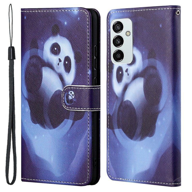 Skórzany Futerał do Samsung Galaxy M23 5G z Łańcuch Paskowata Panda