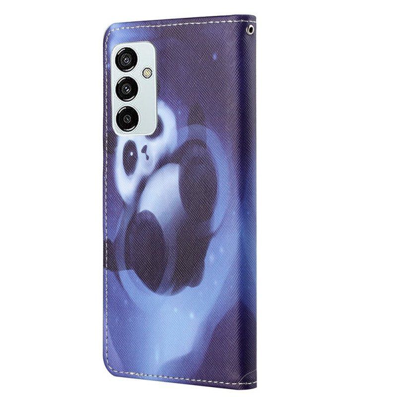 Skórzany Futerał do Samsung Galaxy M23 5G z Łańcuch Paskowata Panda