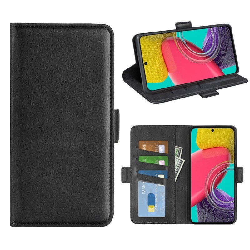 Skórzany Futerał do Samsung Galaxy M53 5G Etui Folio Podwójna Klapa