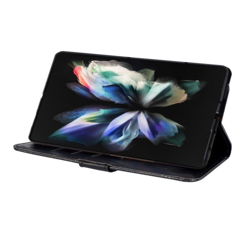 Skórzany Futerał do Samsung Galaxy Z Fold 4 Smycz Gwiazdki