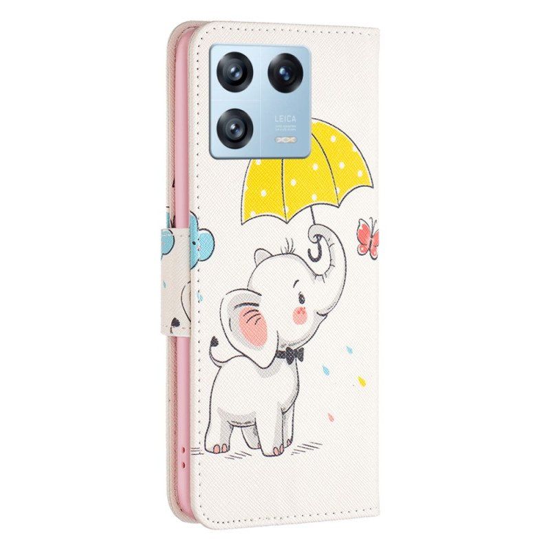 Skórzany Futerał do Xiaomi 13 Pro Parasol Motyla