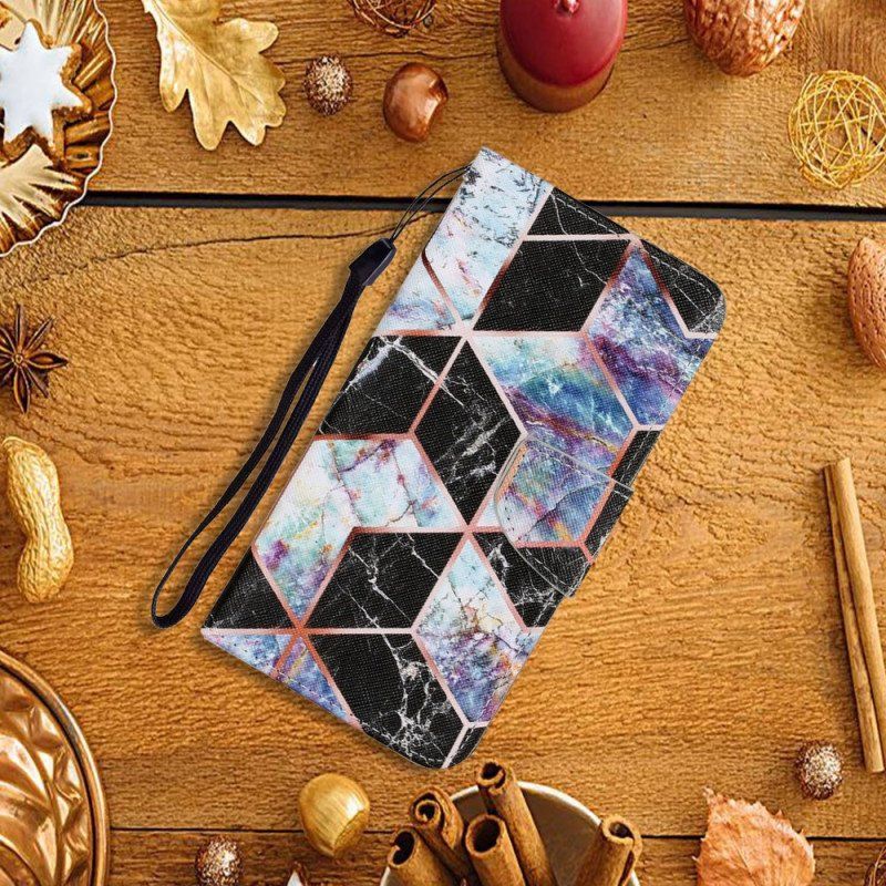 Skórzany Futerał do Xiaomi Redmi Note 11 Pro Plus 5G Geometryczny Styl Marmuru